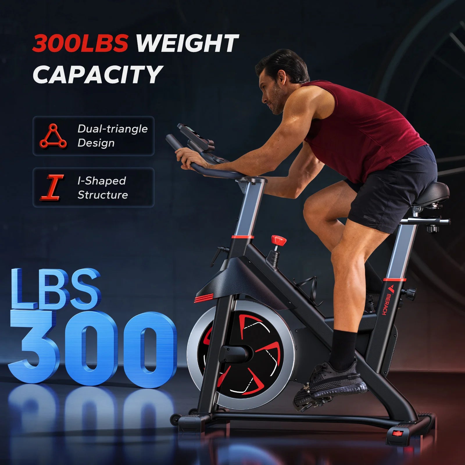 MERACH Exercise Bike S38 Indoor Cycling Magnetic Resistance  300lbs Capacity