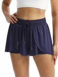 Women's Flowy Running Plain 2 IN 1 Drawstring Shorts