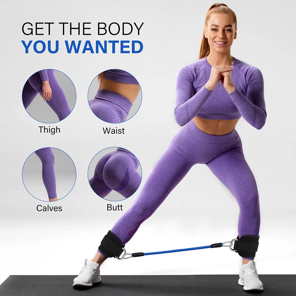 TPE Resistance Bands Ankle Straps  D-Ring Support  Yoga Gym