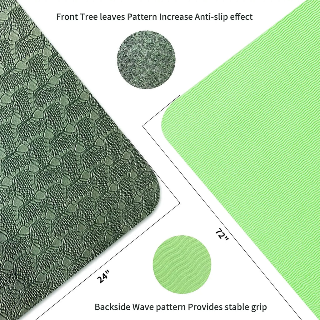 Yoga Mat 1/3 inch QMKGEC Exercise Mats 8mm TPE Non-Slip Extra Thick High-Density Eco Friendly for Yoga Workout Pilates