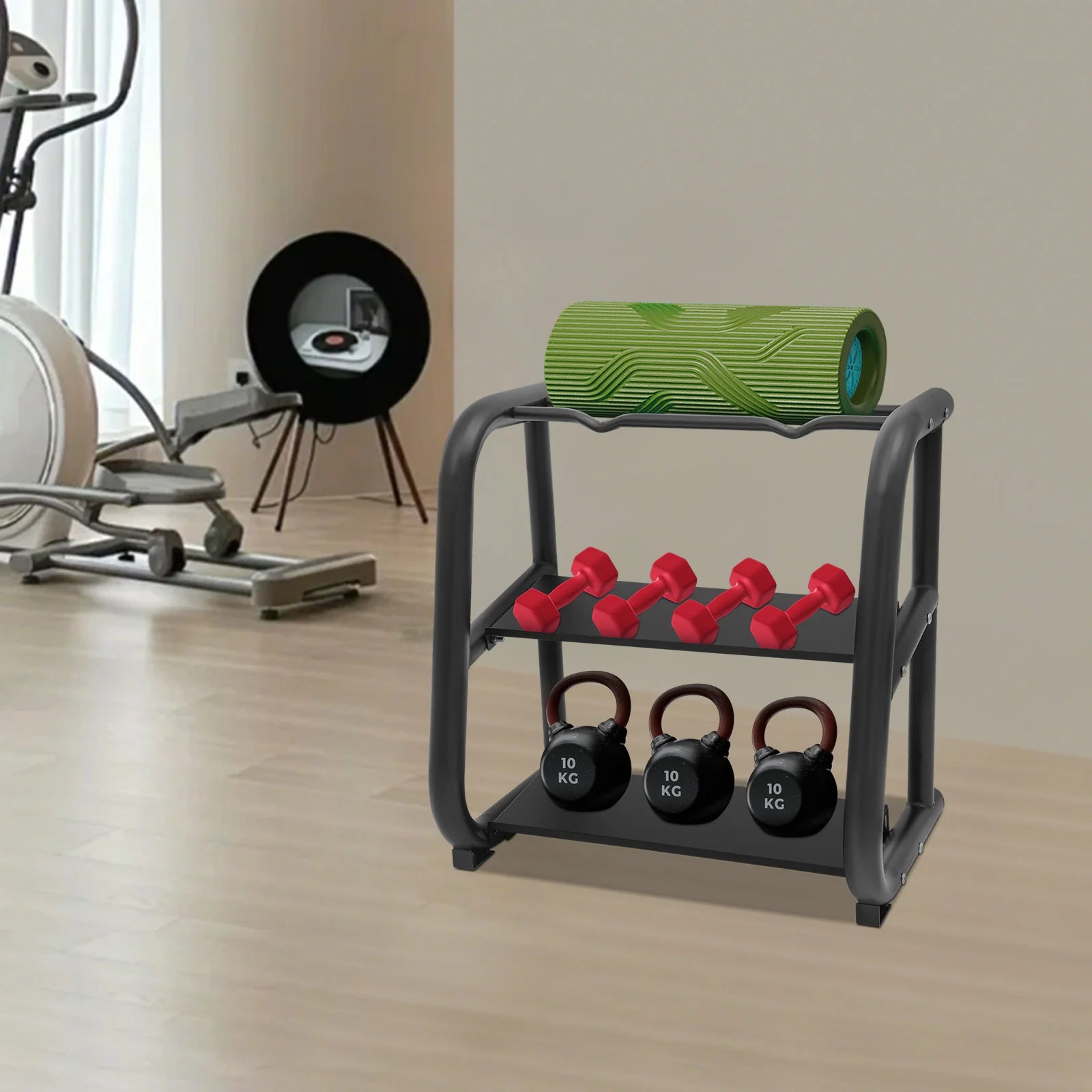 Kettlebell Storage Rack, Black Dumbbell Stand, Multifunctional Weight Stand Load bearing 220.46lbs，