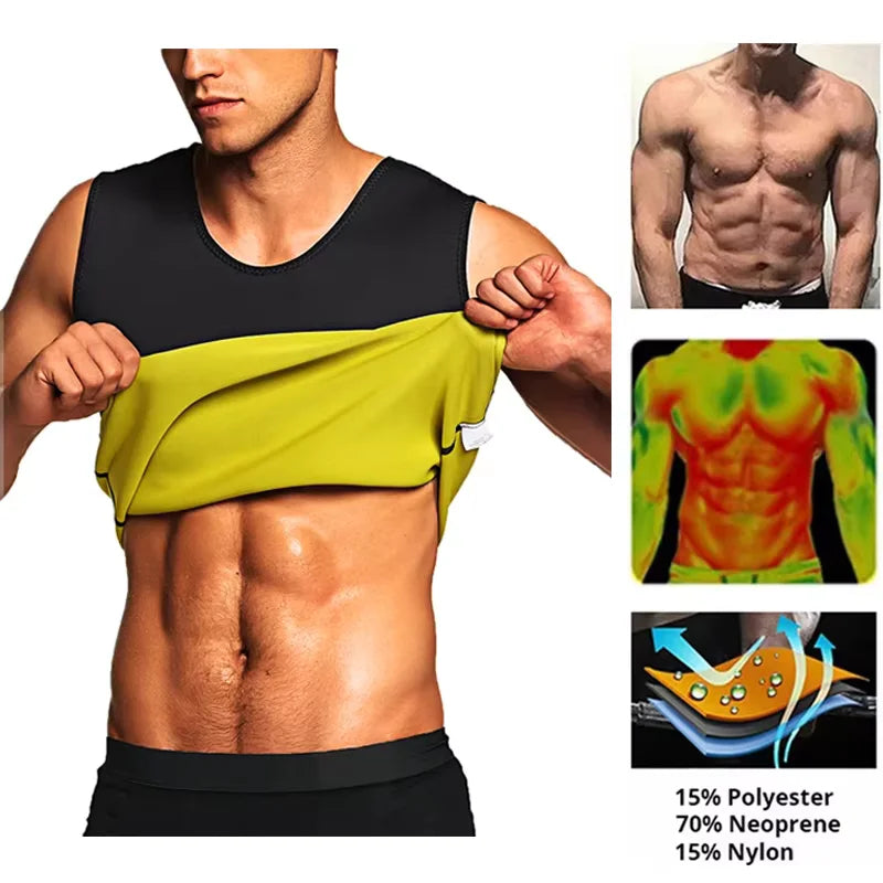 Men Training T-shirts Sauna Effect Sports Vest Exercise Tops  Slimming Weight Loss Sportswear