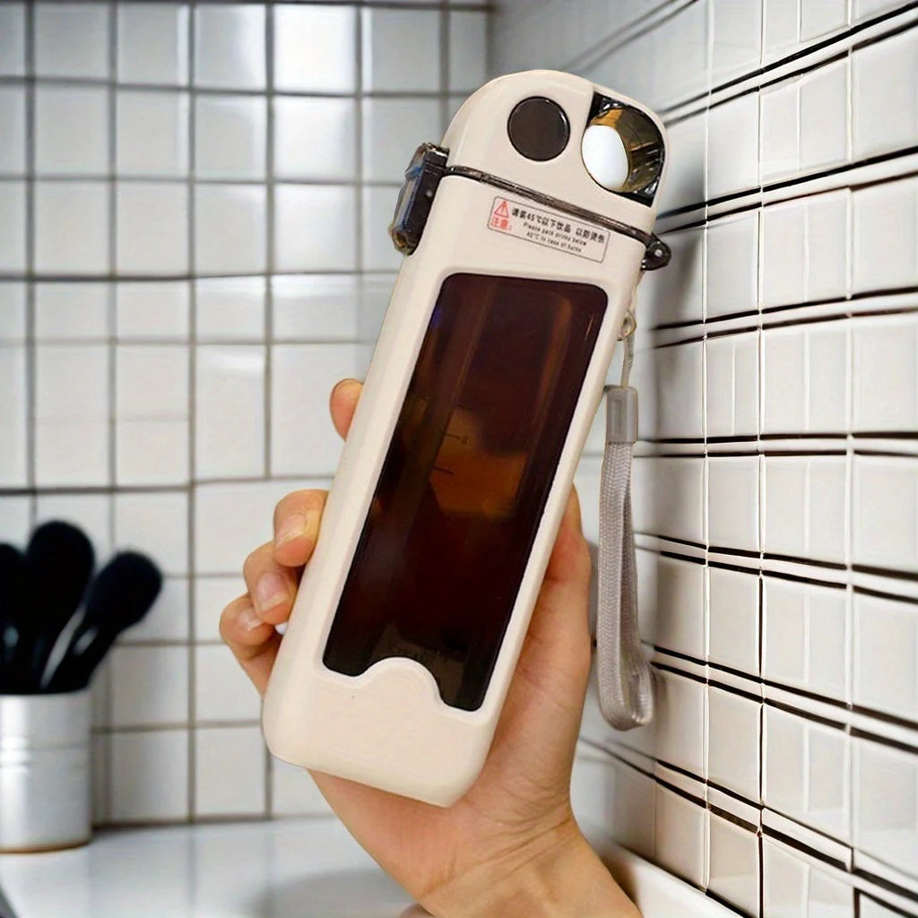 1pc, square water bottle, 12oz （350ml）leak proof w/straw