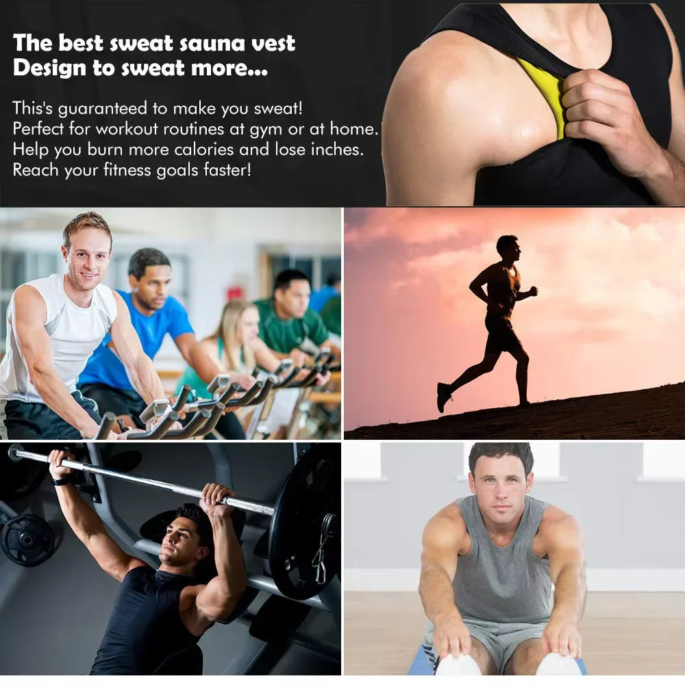 Men Training T-shirts Sauna Effect Sports Vest Exercise Tops  Slimming Weight Loss Sportswear
