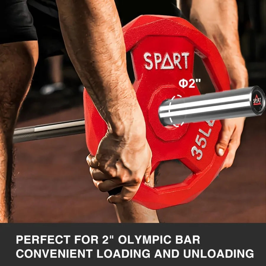 Color Coded Weight Plate 2-Inch Cast Iron Tri-Grip  for Barbell