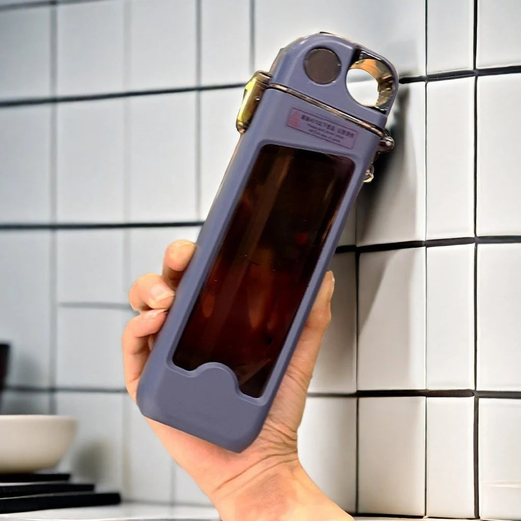 1pc, square water bottle, 12oz （350ml）leak proof w/straw