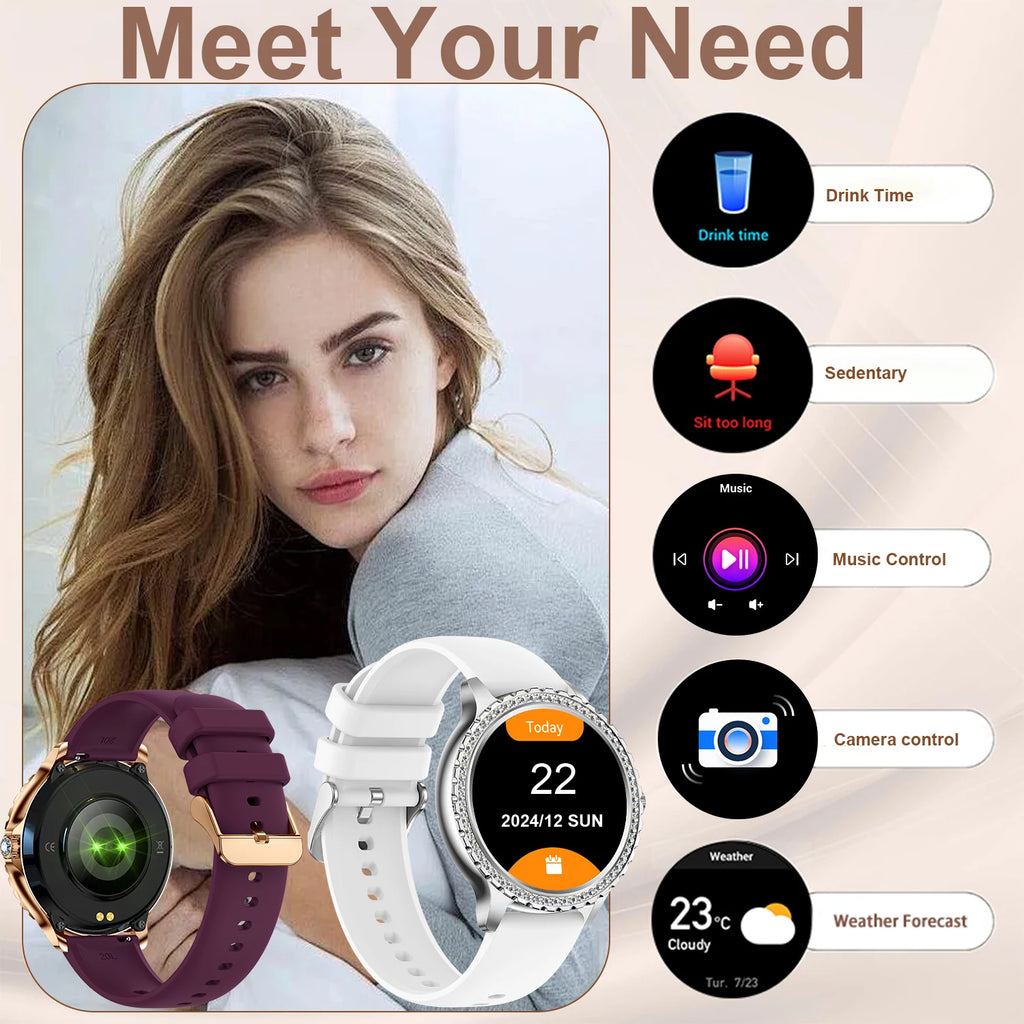 Smart Watch For women - 1.32" Touchscreen Fitness Tracker with Wireless Call