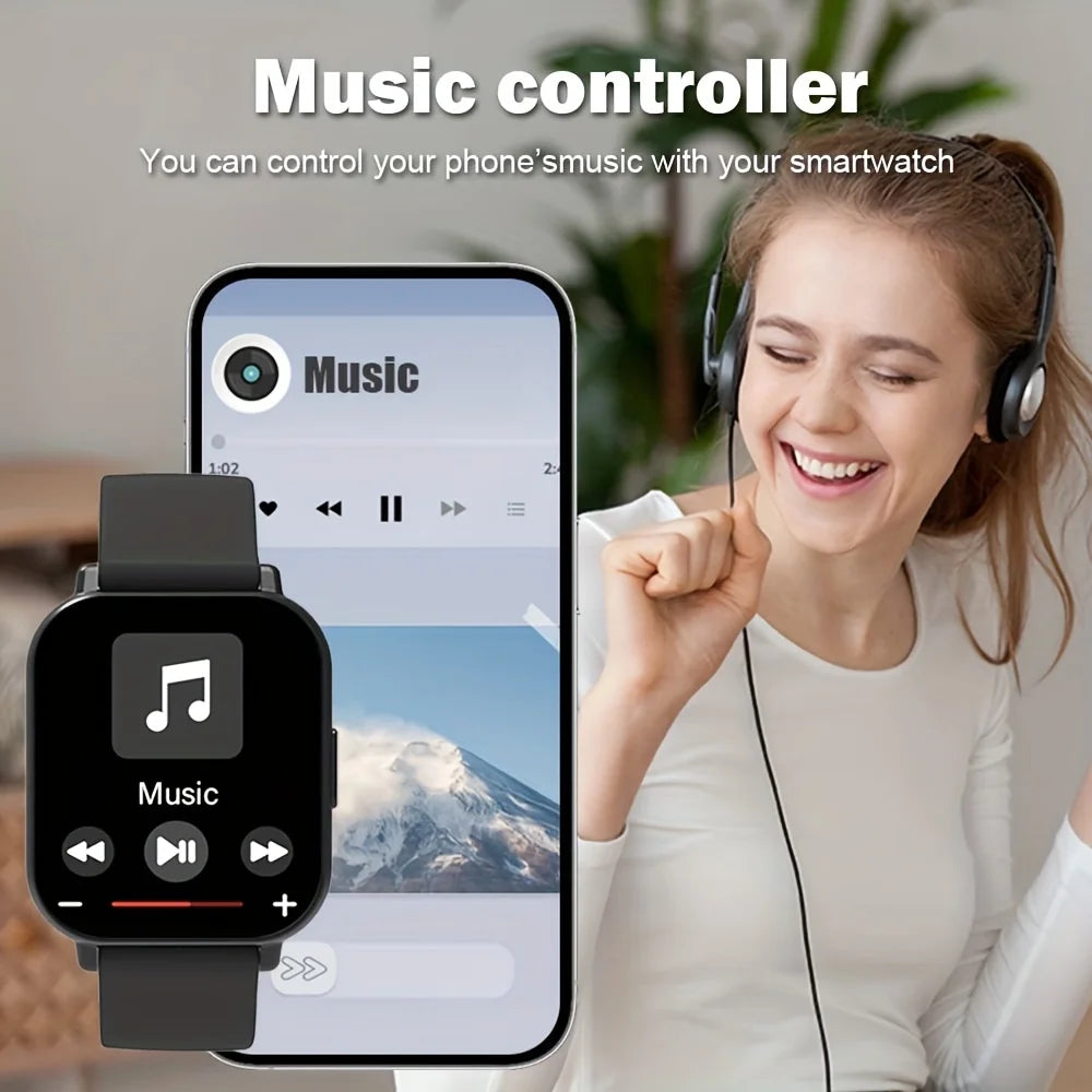 Smart Watch for Men & Women - Multi-Function Fitness Tracker with Call/Message/Weather/Alarm/Remote Camera Control, USB-Powered