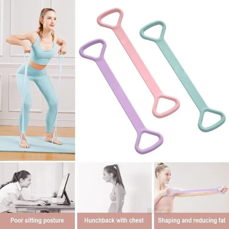 8-Figure Pilates Silicone Resistance Arm Back Shoulder Rehabilitation Training  for Women