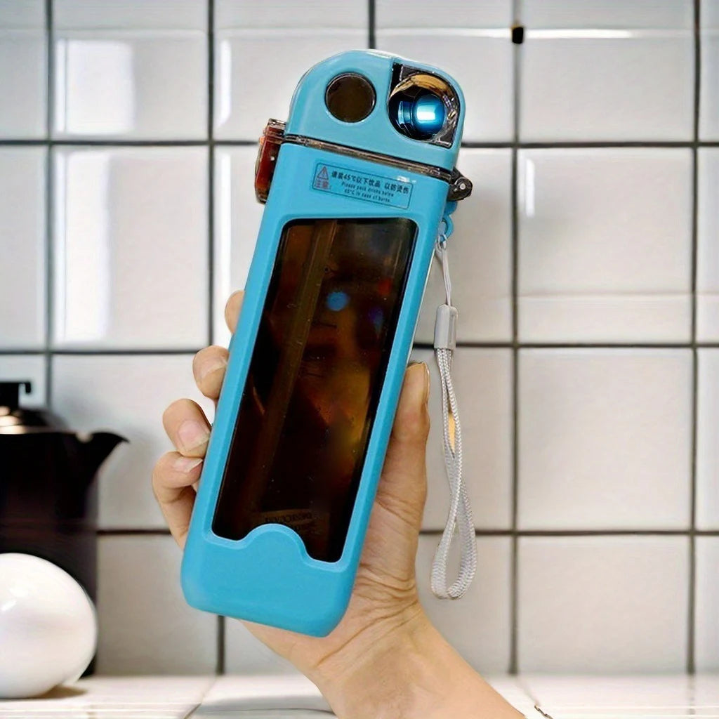 1pc, square water bottle, 12oz （350ml）leak proof w/straw