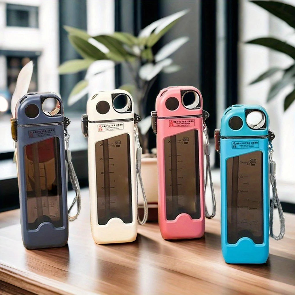 1pc, square water bottle, 12oz （350ml）leak proof w/straw