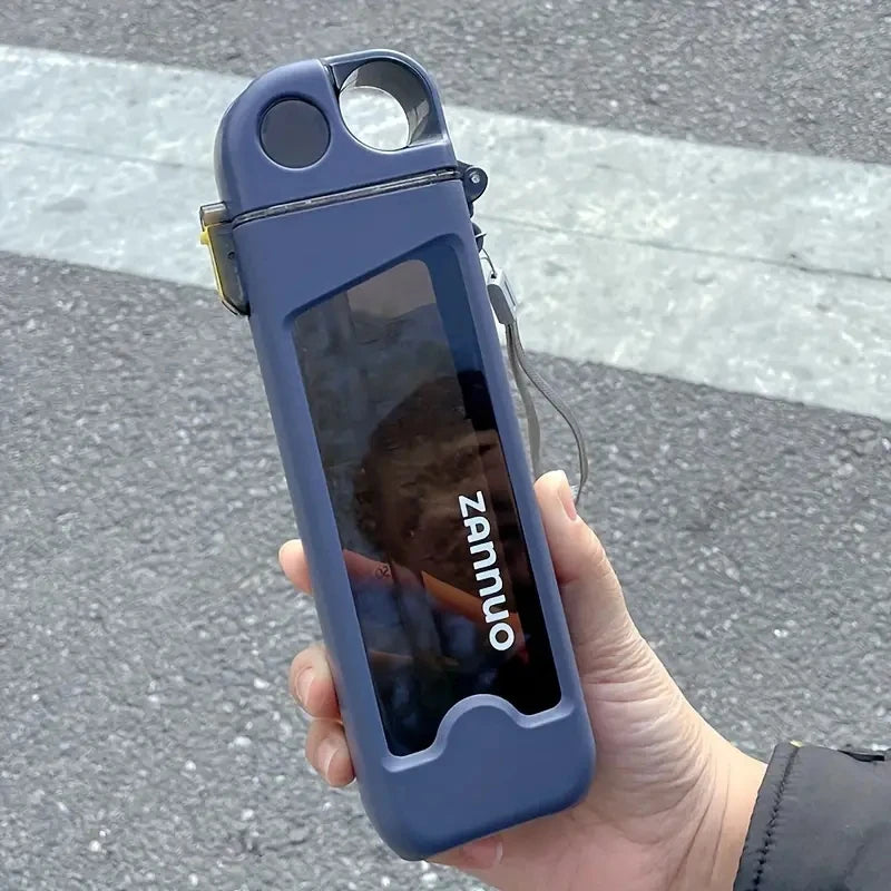 1pc, square water bottle, 12oz （350ml）leak proof w/straw