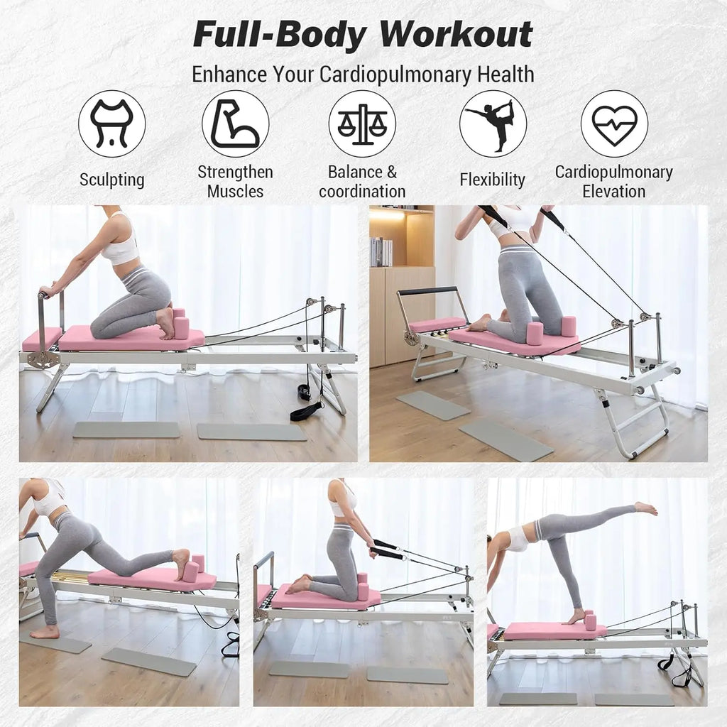 Pilates Reformer Machine 77" Foldable Pilates Equipment for Home Gym Workout,