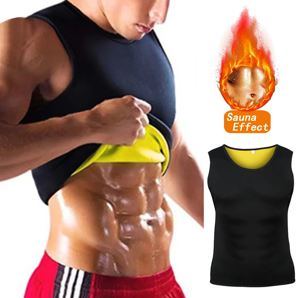 Men Training T-shirts Sauna Effect Sports Vest Exercise Tops  Slimming Weight Loss Sportswear