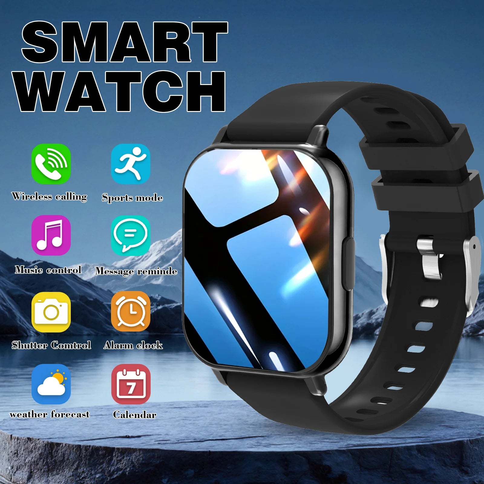 Smart Watch for Men & Women - Multi-Function Fitness Tracker with Call/Message/Weather/Alarm/Remote Camera Control, USB-Powered