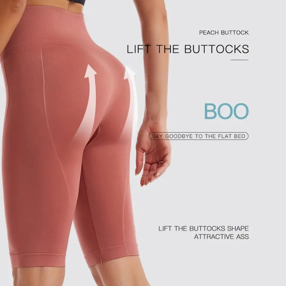 High Waist Sports Biker Shorts Women Naked Feeling Workout Push Up Leggings Tummy Control