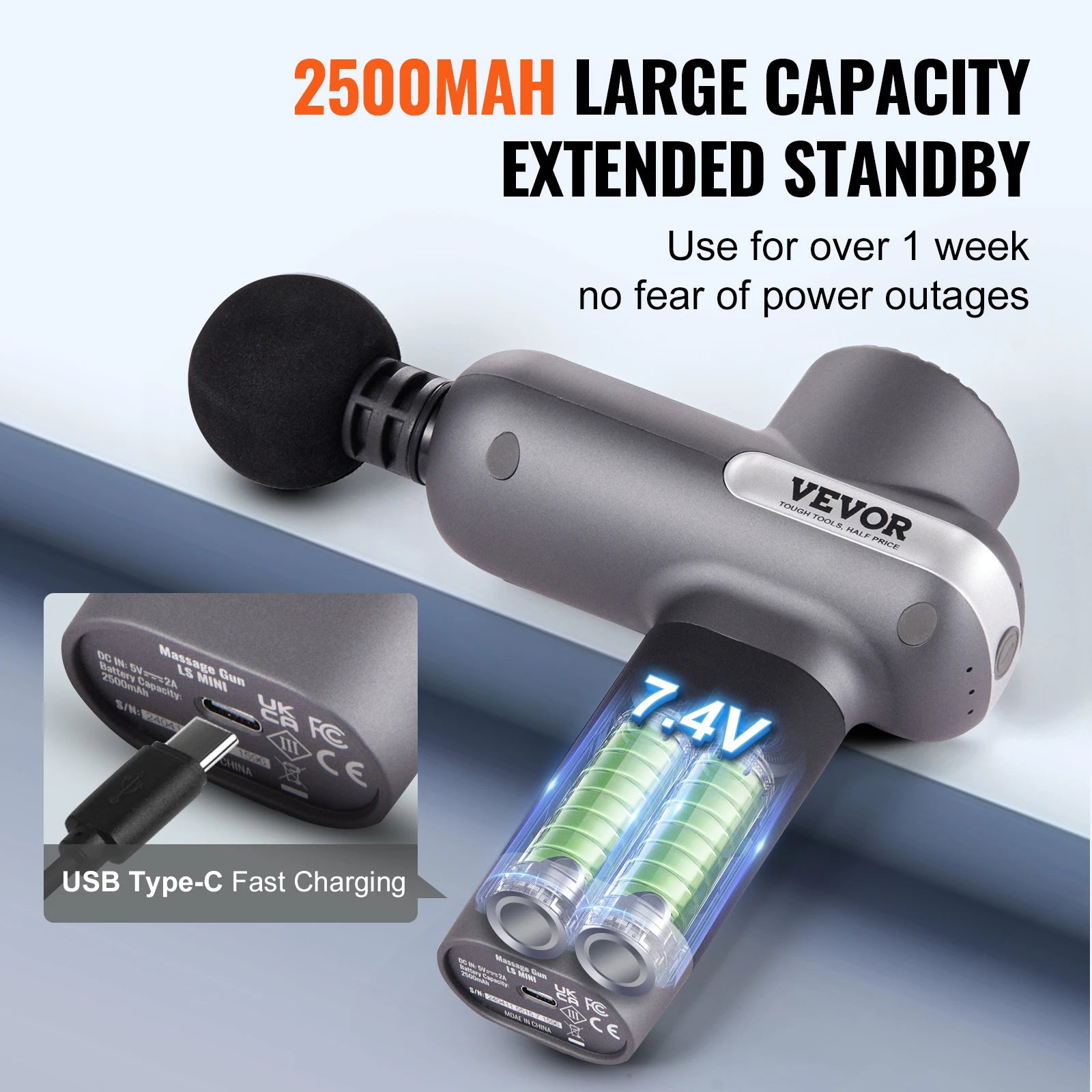 SucceBuy Mini  Muscle Massage Gun w/ 5 Speed Levels & 6 Massage Heads