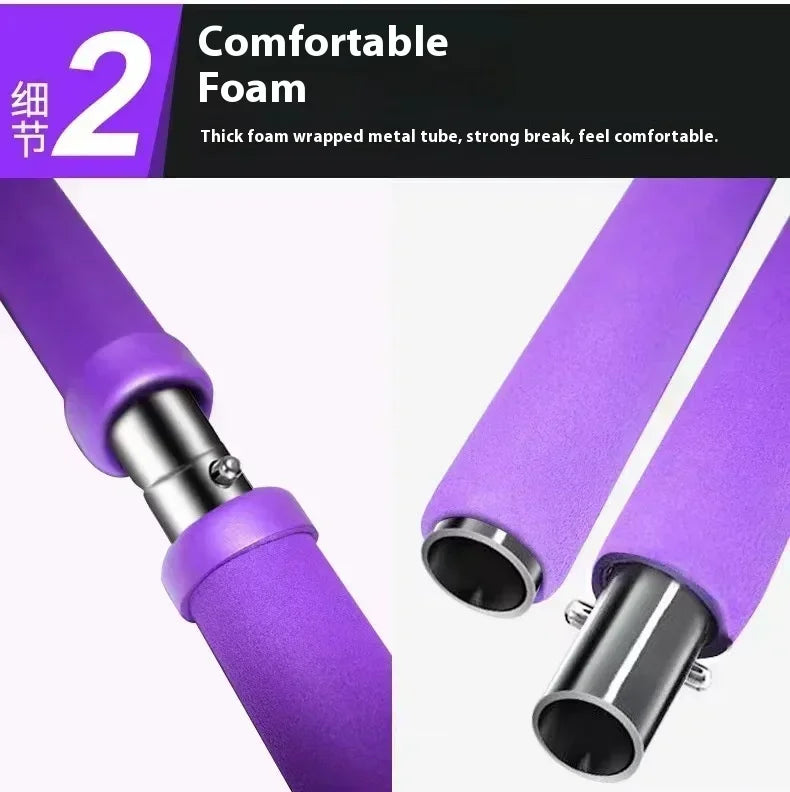 Pilates Bar Kit Resistance Band Stick Yoga Stretch Sculpt Twisting Sit-Up
