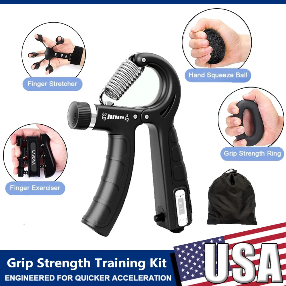 5Pcs Grip Trainer Kit Adjustable Hand And Finger Gripper Strength Exercisers