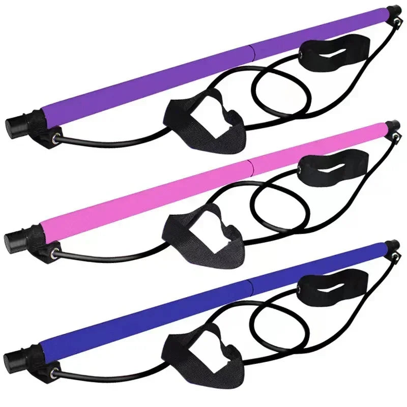 Pilates Bar Kit Resistance Band Stick Yoga Stretch Sculpt Twisting Sit-Up