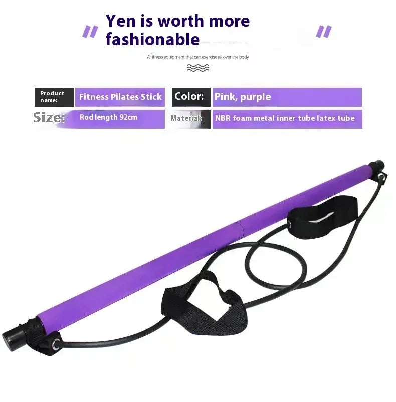 Pilates Bar Kit Resistance Band Stick Yoga Stretch Sculpt Twisting Sit-Up