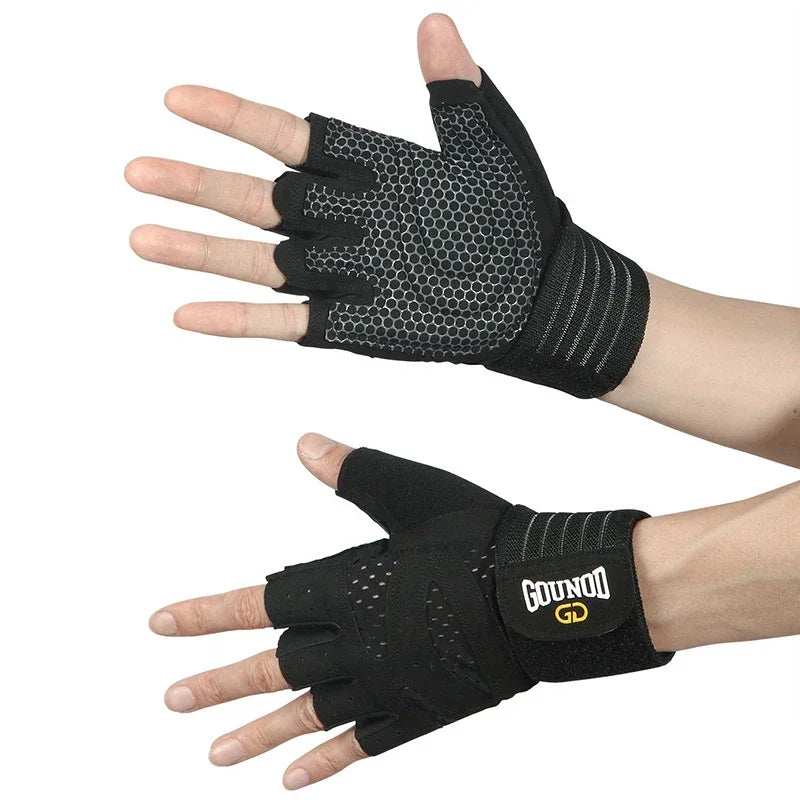 Weightlifting Anti-Slip Half Finger Gloves Wristband Support