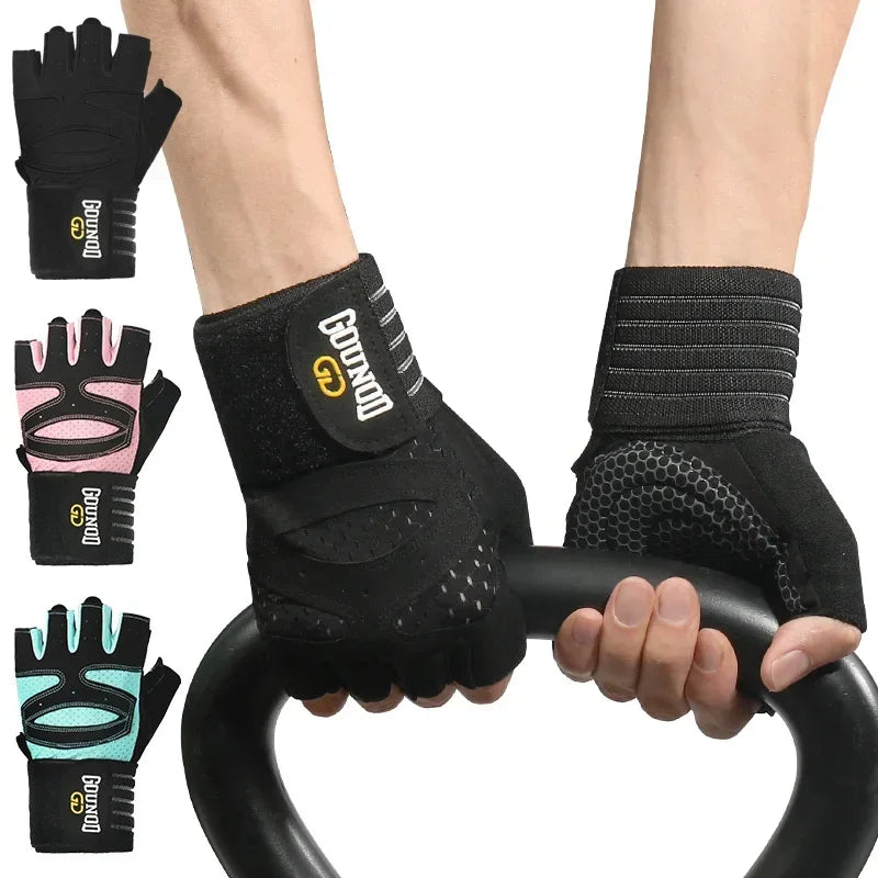 Weightlifting Anti-Slip Half Finger Gloves Wristband Support
