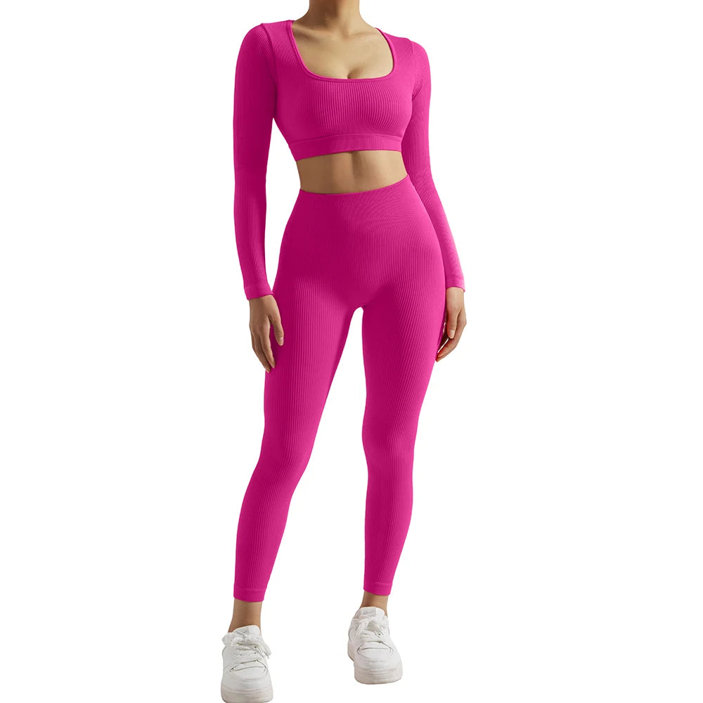 2PCS Yoga Suit Women Sports Set Quick-Drying  Tracksuit Running Workout