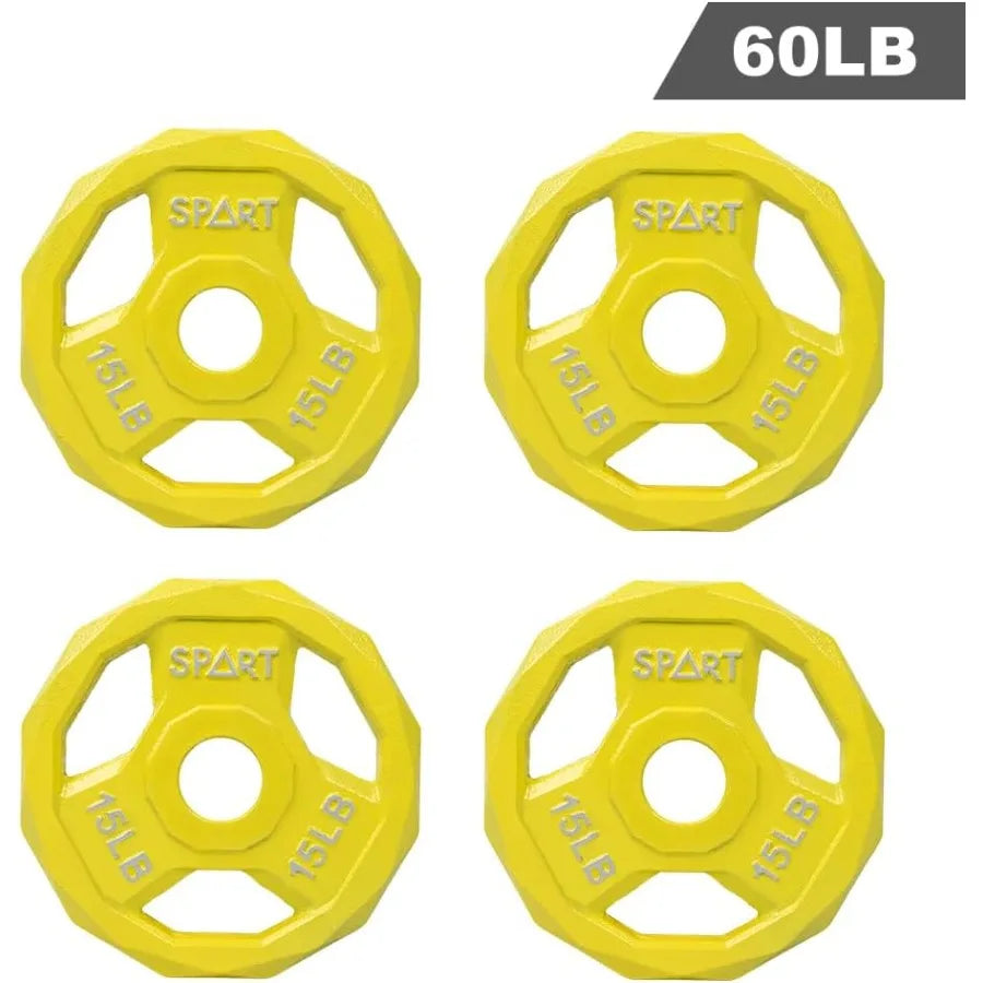 Color Coded Weight Plate 2-Inch Cast Iron Tri-Grip  for Barbell