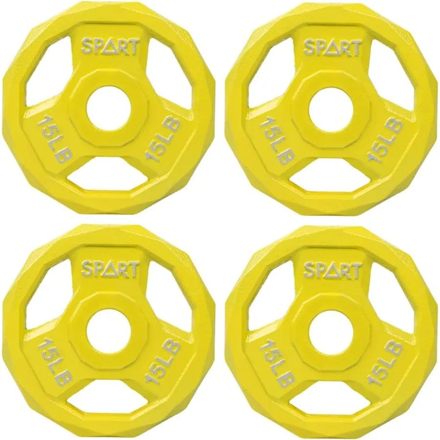 Color Coded Weight Plate 2-Inch Cast Iron Tri-Grip  for Barbell