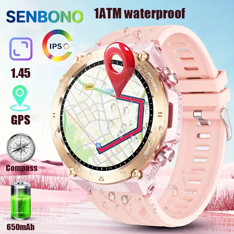 SENBONO 2025 Built-in GPS Women's Smart Watch Bluetooth Call Waterproof Sports Fitness Tracker