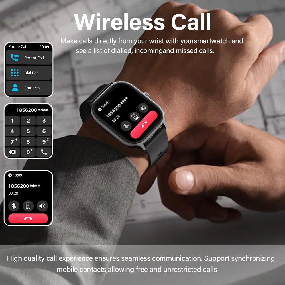 LAXASFIT New Smart Watch 2.01 Inch Bluetooth Call IP68 Waterproof Sports Fitness