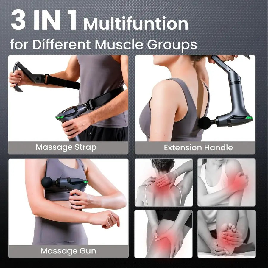 Massage Gun Deep Tissue with Muscle Massager Belt amp Extended Handle