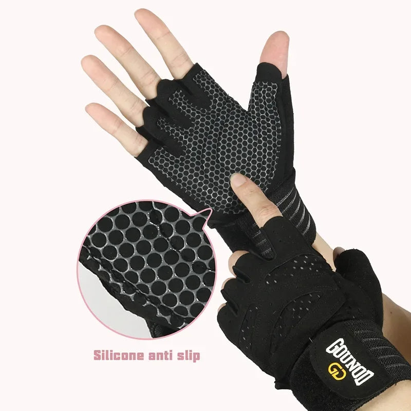 Weightlifting Anti-Slip Half Finger Gloves Wristband Support