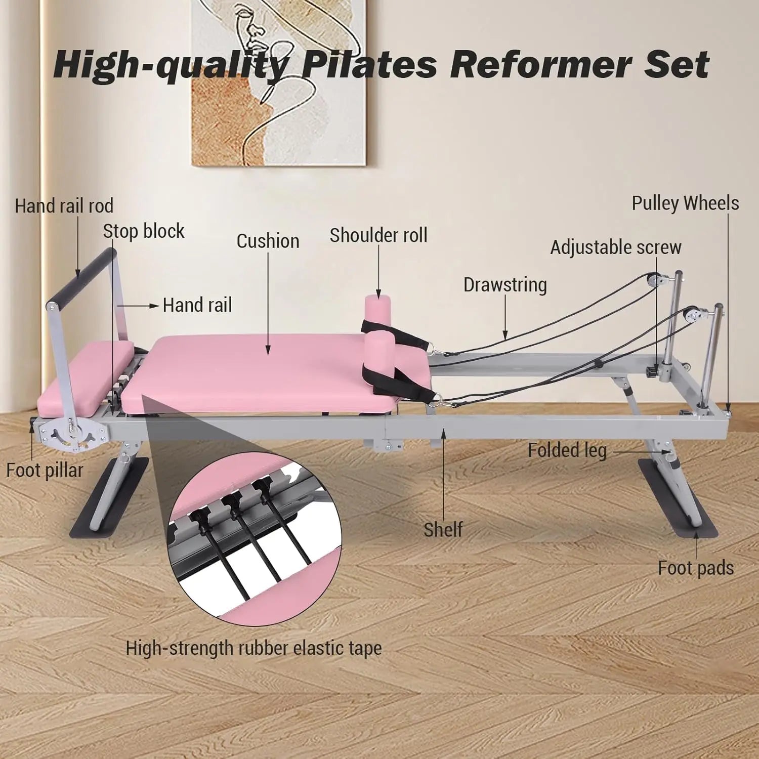 Pilates Reformer Machine 77" Foldable Pilates Equipment for Home Gym Workout,