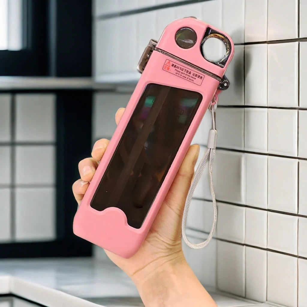 1pc, square water bottle, 12oz （350ml）leak proof w/straw