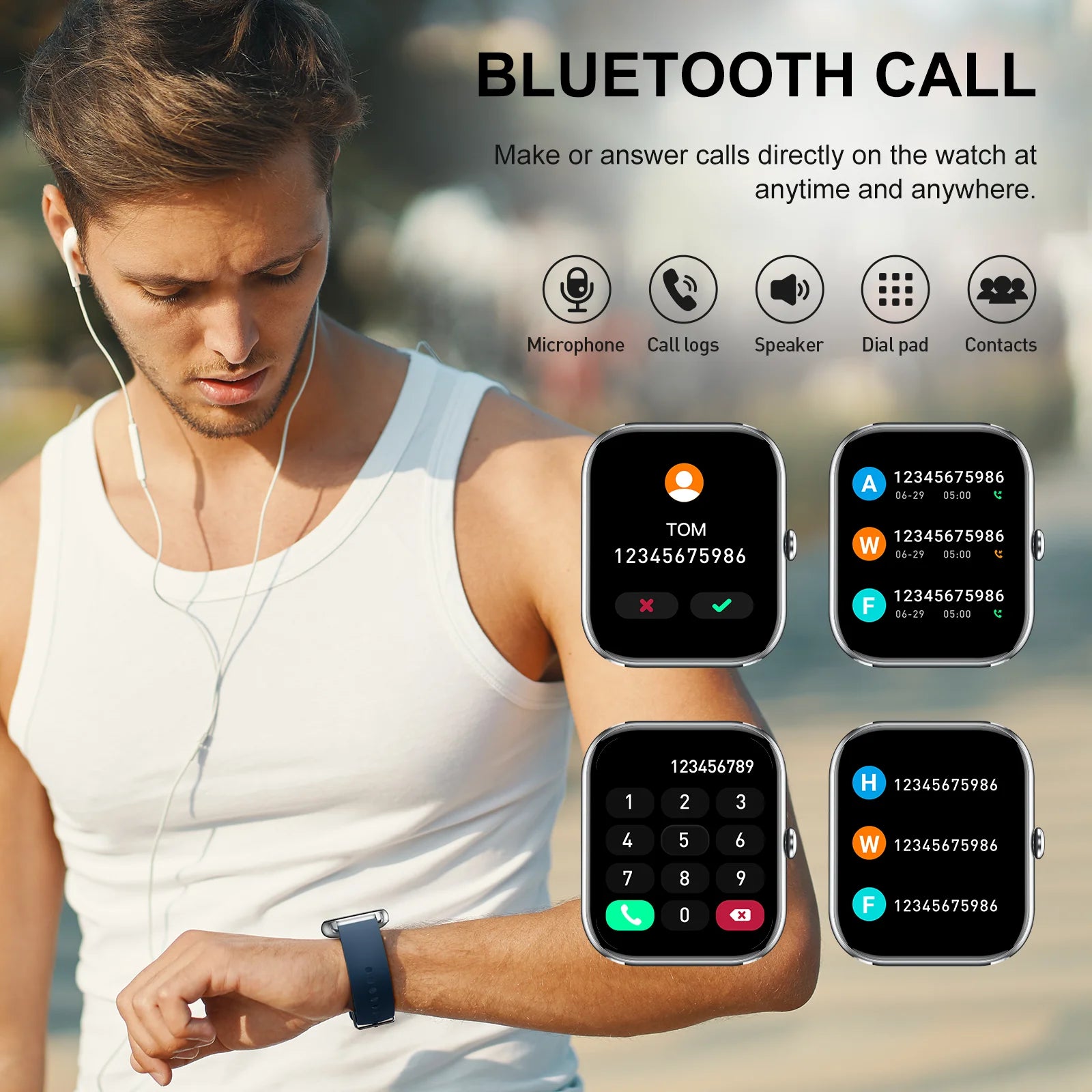 Smart Watch, 1.85" Smartwatch for  IP68 Waterproof, 110+ Sport Modes, Fitness Activity Tracker, Heart Rate Sleep Monitor.