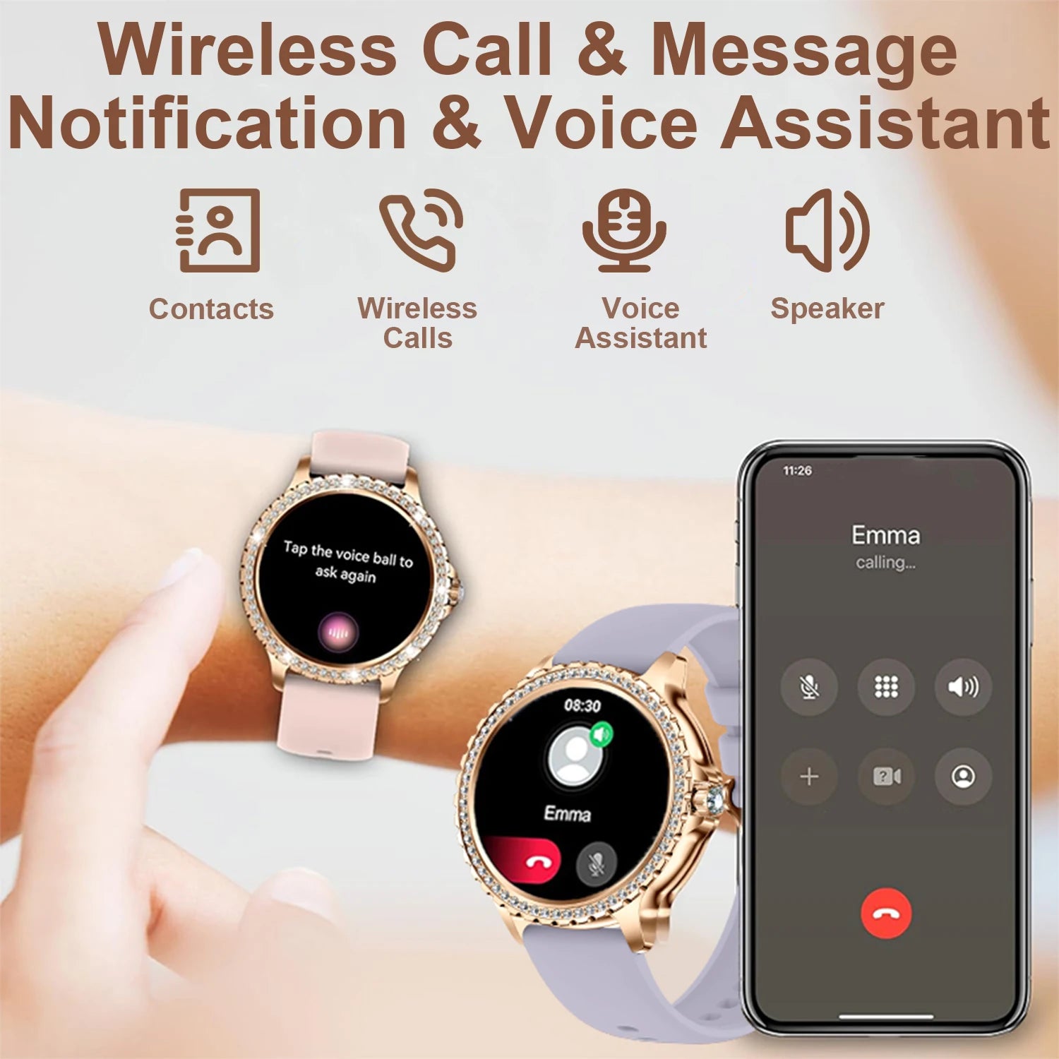 Smart Watch For women - 1.32" Touchscreen Fitness Tracker with Wireless Call