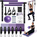 Adjustable Pilates Bar Kit with Resistance Bands for Home Gym, Full-Body Workout
