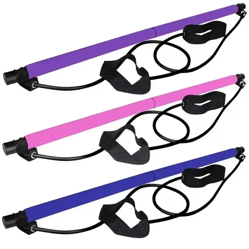 Pilates Bar Kit Resistance Band Stick Yoga Stretch Sculpt Twisting Sit-Up