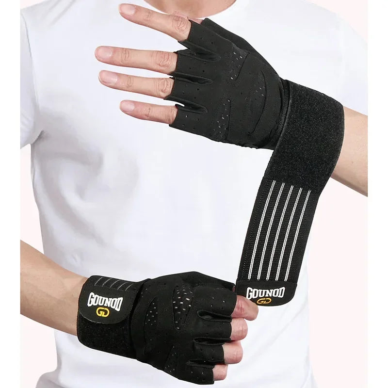 Weightlifting Anti-Slip Half Finger Gloves Wristband Support