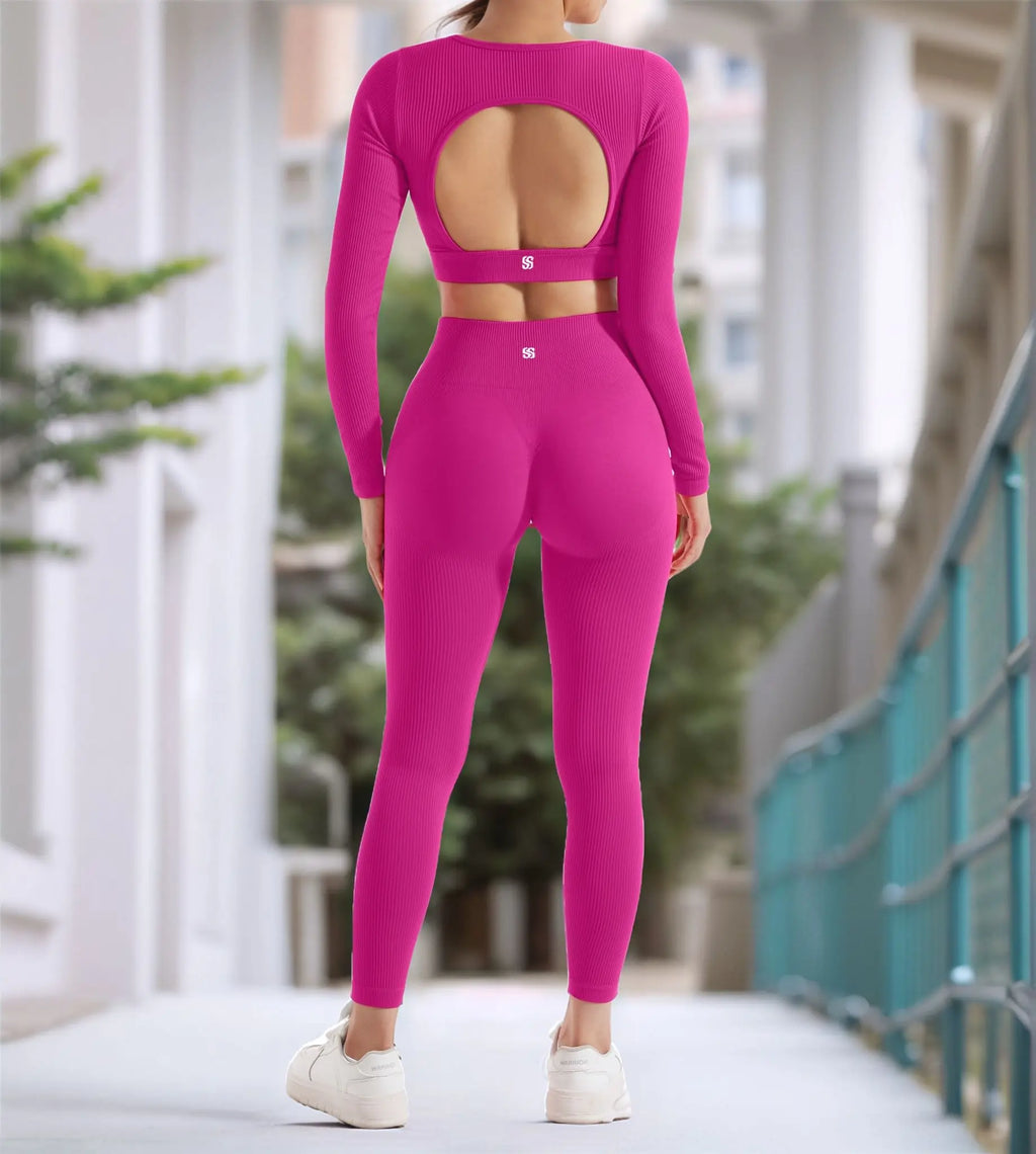 2PCS Yoga Suit Women Sports Set Quick-Drying  Tracksuit Running Workout