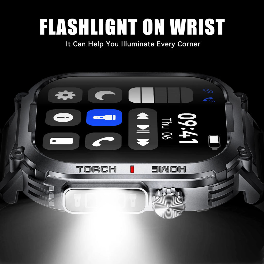 EIGIIS 2024New Smart Watch Men 3ATM Waterproof With Compass And LED Flashlight Tracking Heart Rate