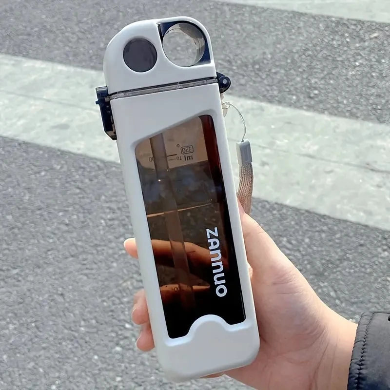 1pc, square water bottle, 12oz （350ml）leak proof w/straw