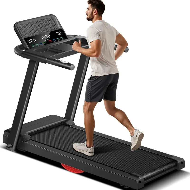 15% Incline Treadmill, Folding Treadmill Filpped Screen and Heart Rate Sensor, 3.0HP Quiet Brushless Dual Cushion System