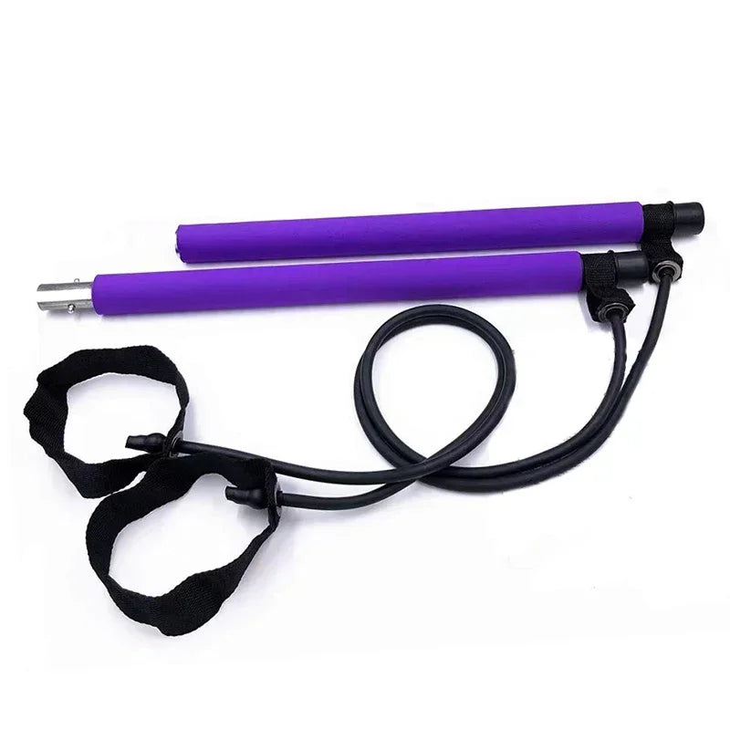 Pilates Bar Kit Resistance Band Stick Yoga Stretch Sculpt Twisting Sit-Up