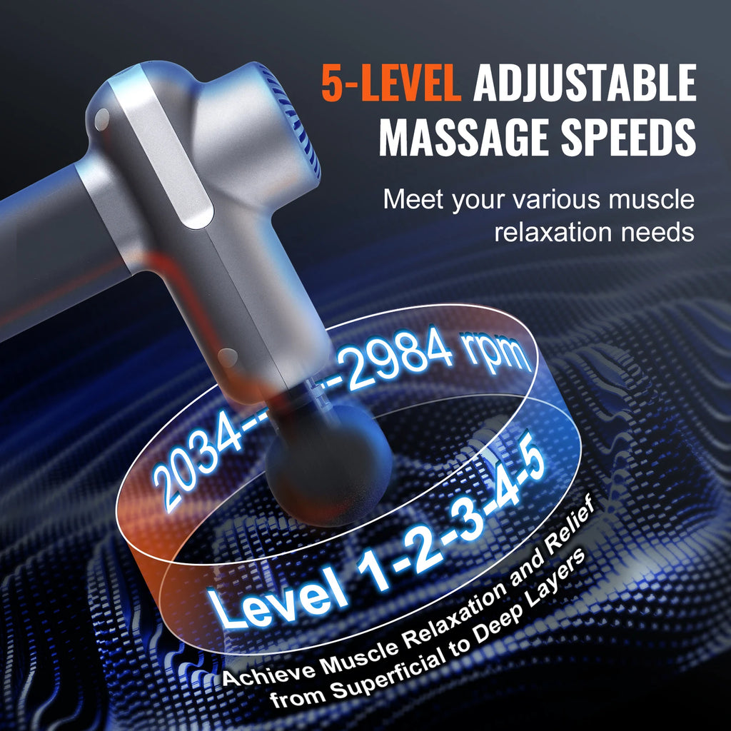 SucceBuy Mini  Muscle Massage Gun w/ 5 Speed Levels & 6 Massage Heads