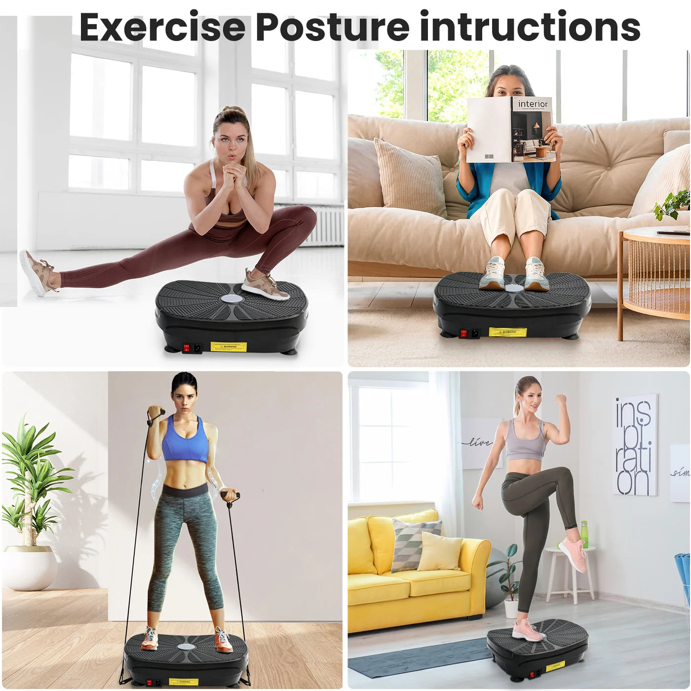 Vibration Plate Exercise Machine with Slimming Resistance Bands