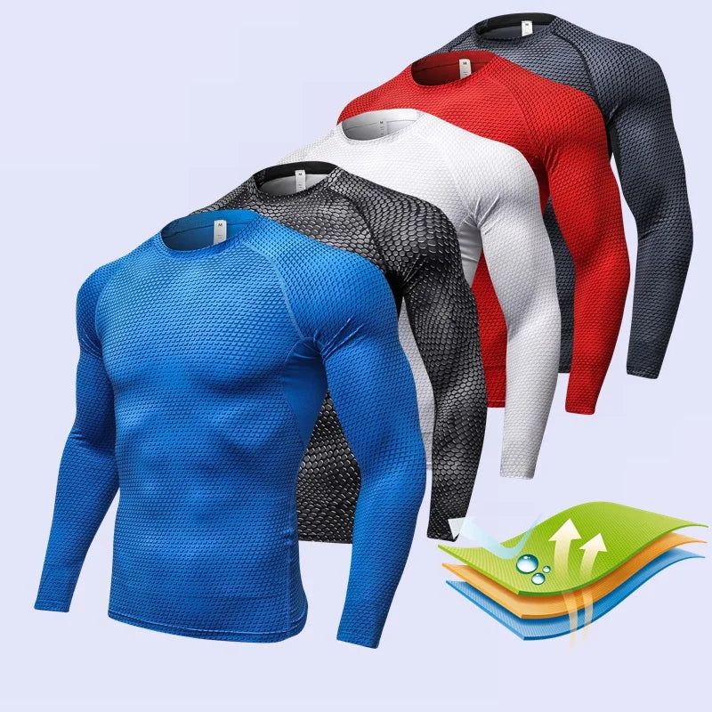 Men's Fitness Running Training Long-Sleeved Shirts Tight Elastic Quick-Drying