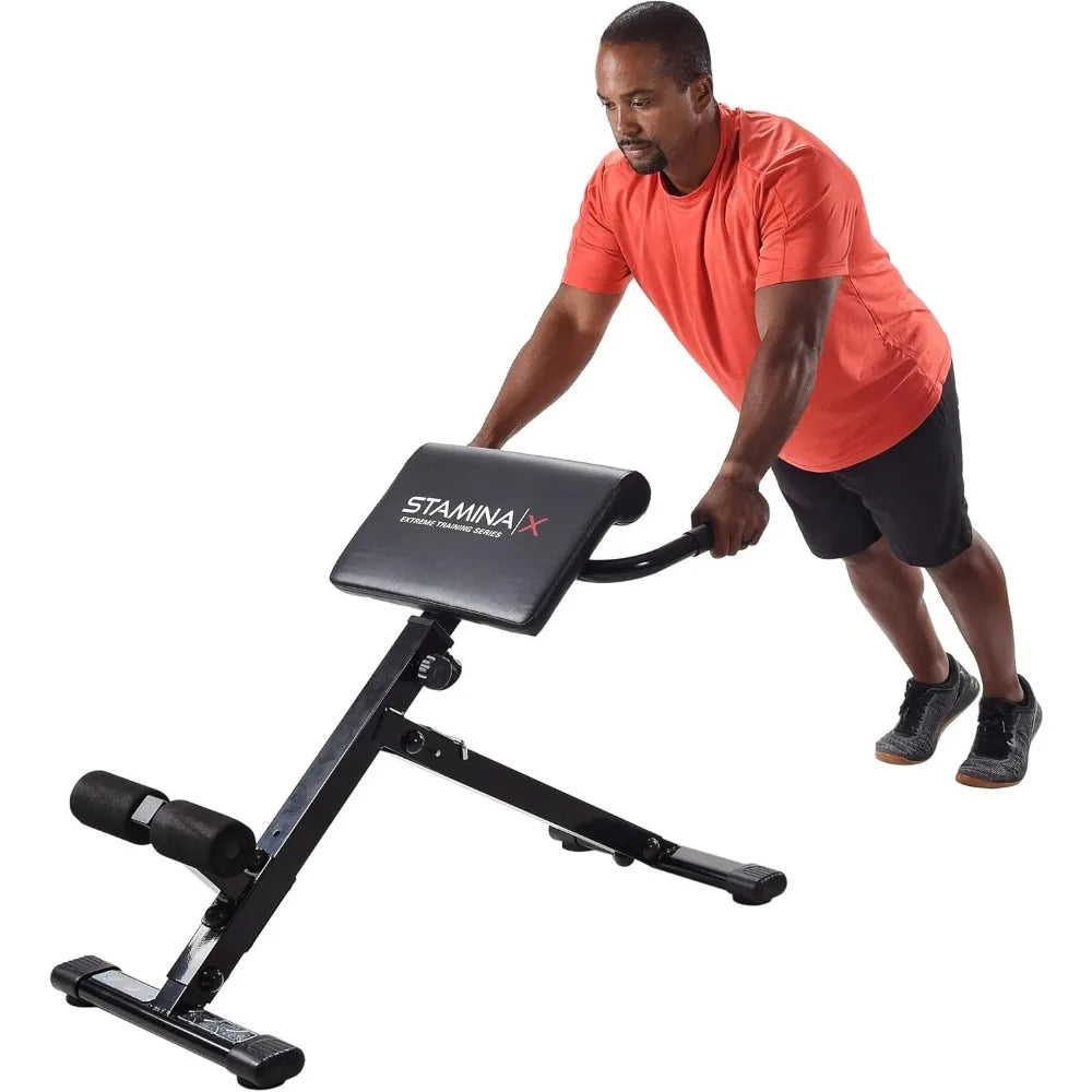Adjustable Ab, Back, and Core Strength Exercise, Sit-Up Fitness Hyperextension Weight Bench